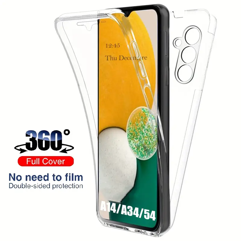 Phone Cases For Samsung A14 - Sarung silikon plastik dua sisi, sarung