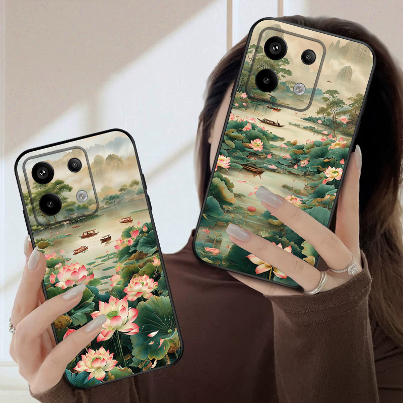 Phone Cases India - Kapal dan Teratai Merah untuk Redmi