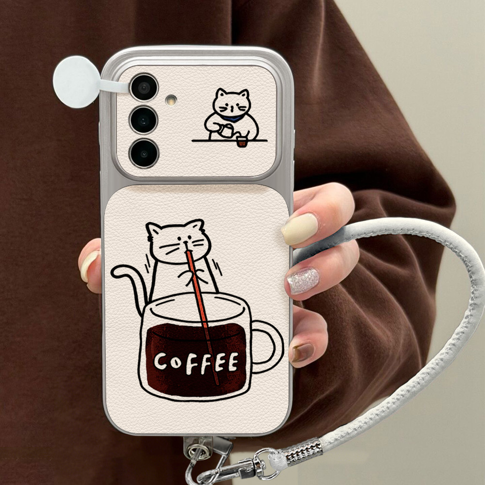 Phone Cases For Samsung A14 - Casing Ponsel Kucing Lucu Motif Kopi