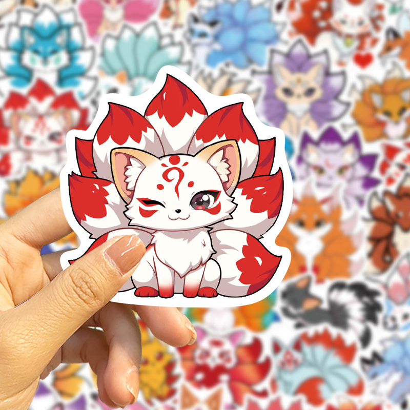 Phone Cases Kids - 50PCS Stiker Grafiti Rubah Ekor-Sembilan Kartun