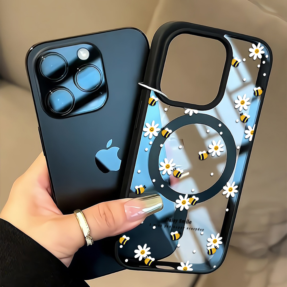 Casing Ponsel Fresh Daisy Bee  - Clear Magsafe Case ulasan dan harga