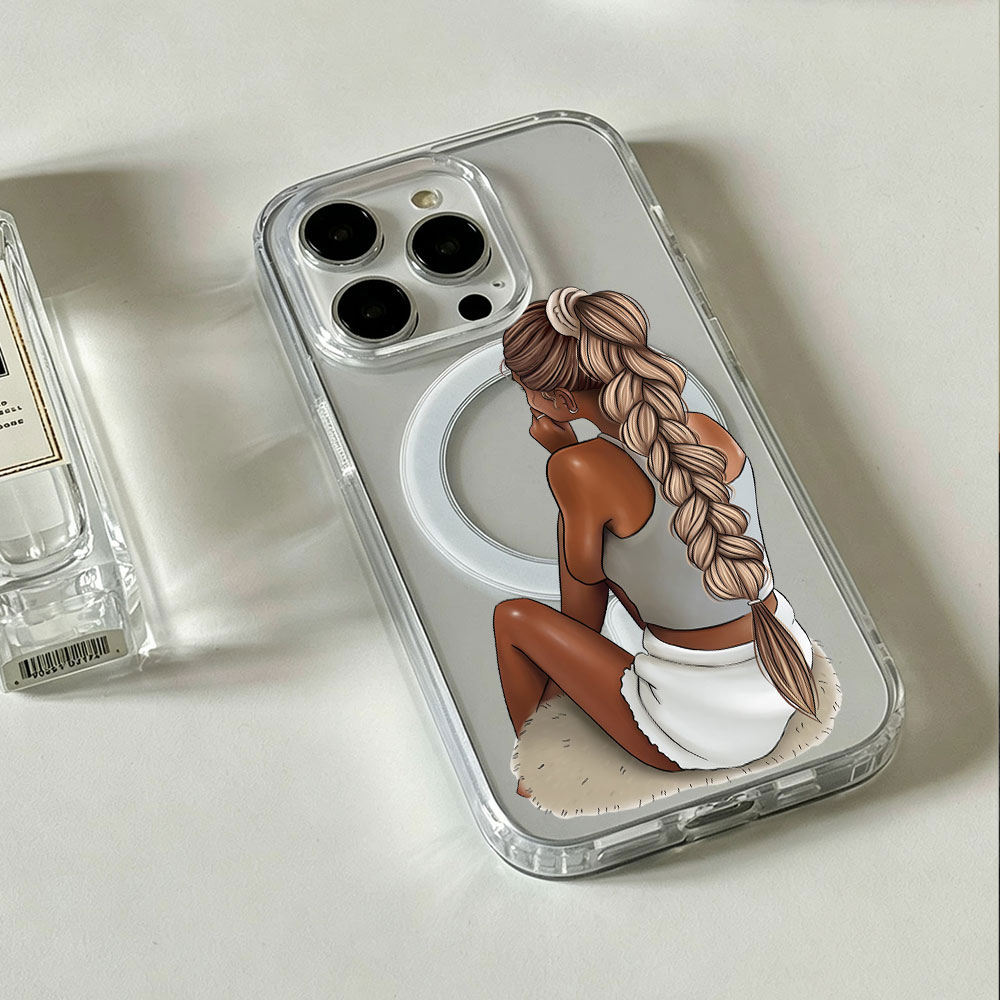 Wanita Berkulit Gelap Bergaya  - Clear Magsafe Case ulasan dan harga
