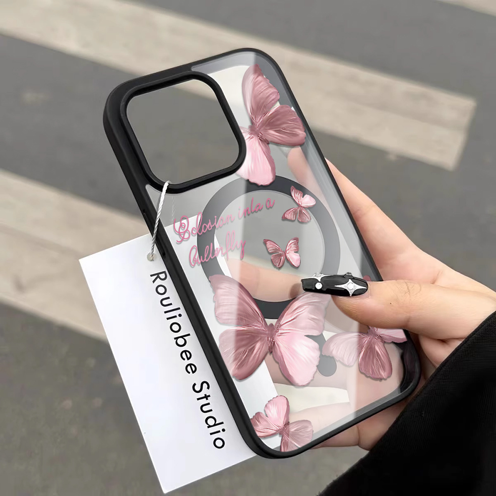 Casing Ponsel Kupu-kupu Bubuk  - Clear Magsafe Case ulasan dan harga