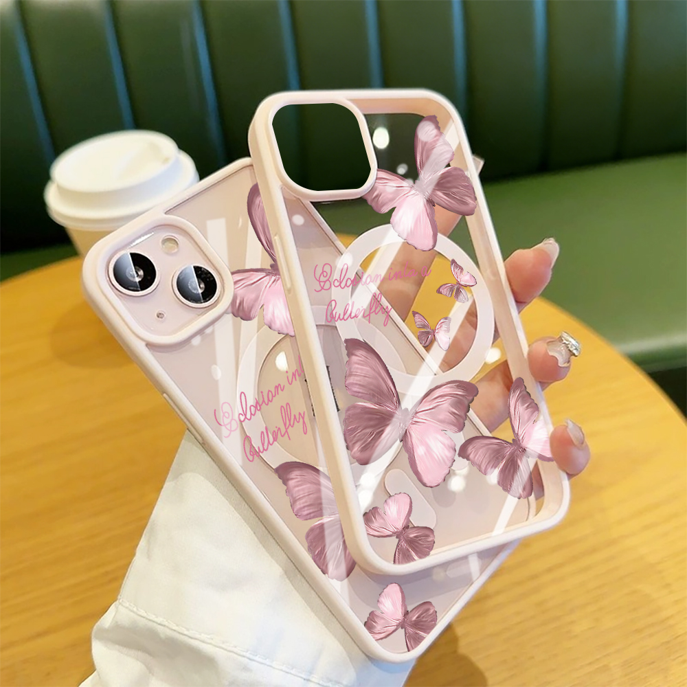 Casing Ponsel Kupu-kupu Bubuk  - Clear Magsafe Case ulasan dan harga