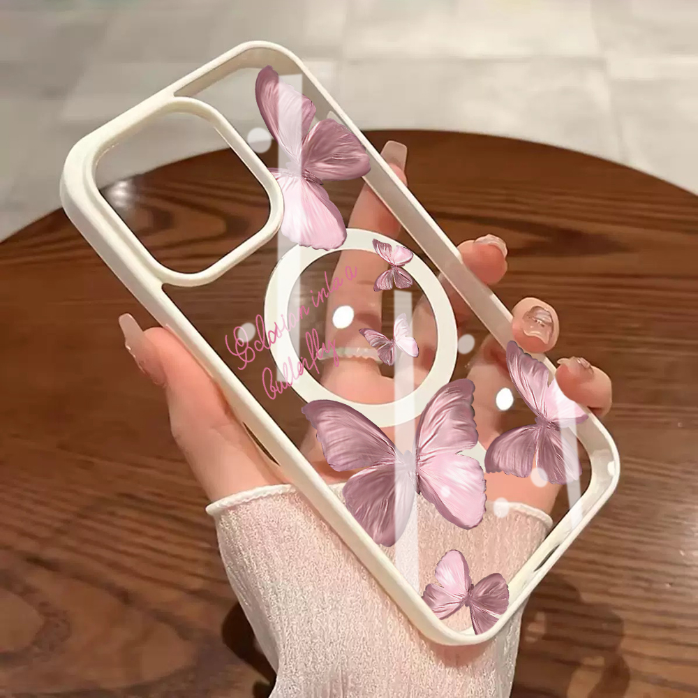 Casing Ponsel Kupu-kupu Bubuk  - Clear Magsafe Case ulasan dan harga